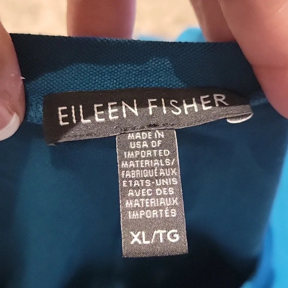 Eileen Fisher Tunic Top Teal XL Longline Career Classic Short Sleeve Transitiona - Picture 9 of 11